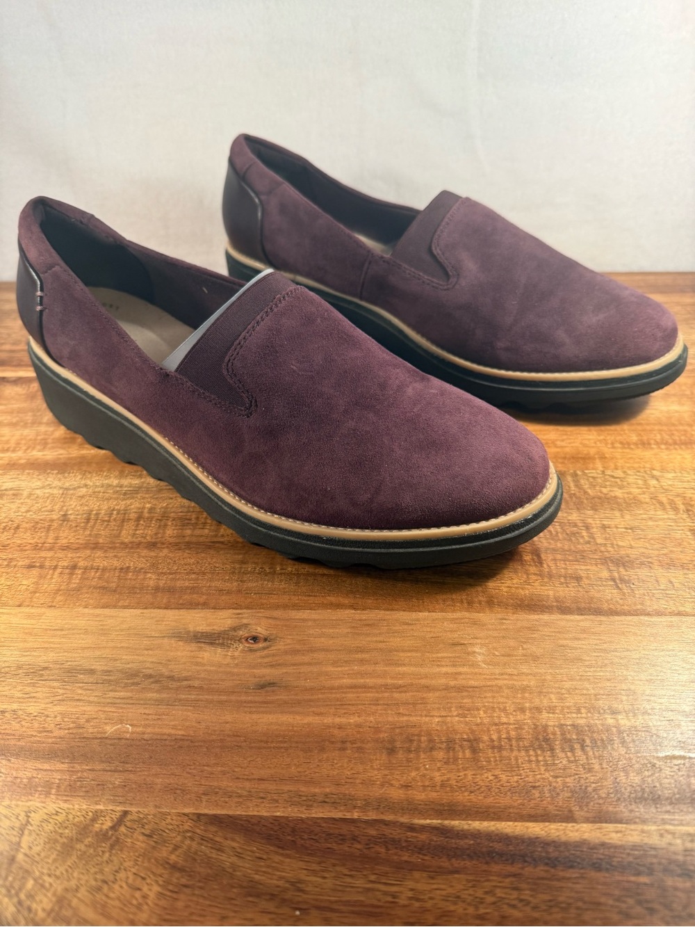 Clarks Collection Purple Suede Slip-on Loafers Size 9
